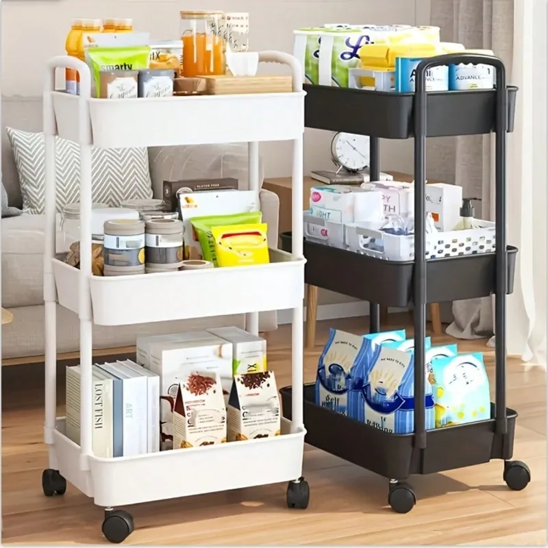 Rolling File Cart - 3-laags rolbaar hulpkarretje met uitneembare lade,