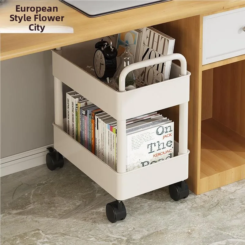 Rolling File Cart - Mobiele boekenplank onder bureau, staand, eenvoudig