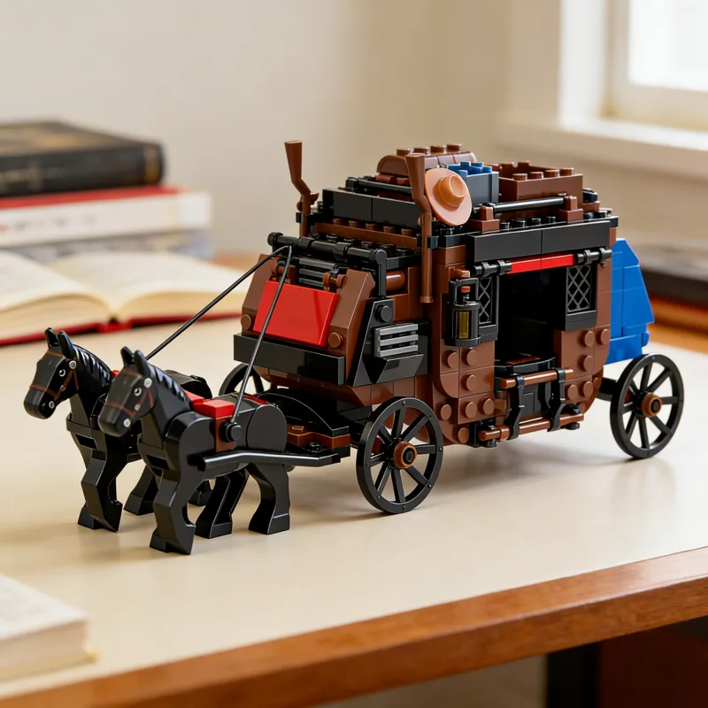 Home Office Building - MOC bouwsteenspeelgoedset, westerse postkoets, koetsstadmodel, doe-het-zelf