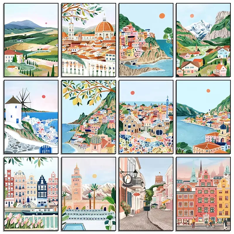 Home Office Of London - Positano Londen Vilnius Litouwen Amsterdam Reisposter