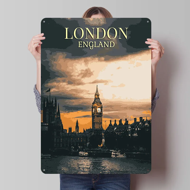 Home Office Of London - Vintage Londen blikken posters aanpasbare muur
