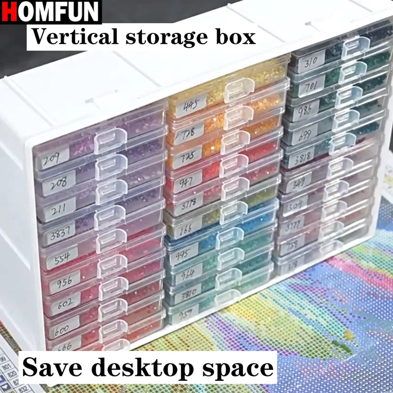 Rolling File Cart - HOMFUN Diamantschilderij Lade Opbergdoos Met deksel,