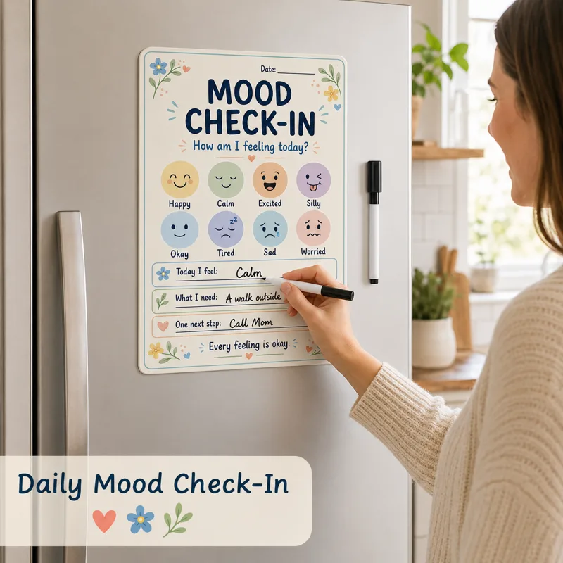 Home Office Mood Board - 1 stuk droog uitwisbare stemmingcheck-in poster