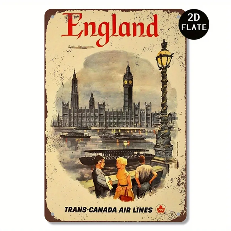 Home Office England - Vintage-stijl Engeland Reis Metalen Wanddecoratie -