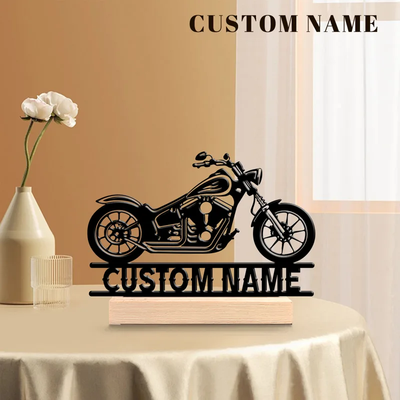 Home Office Decor - 1Pc Csutom Naam Road Motorbike Houten