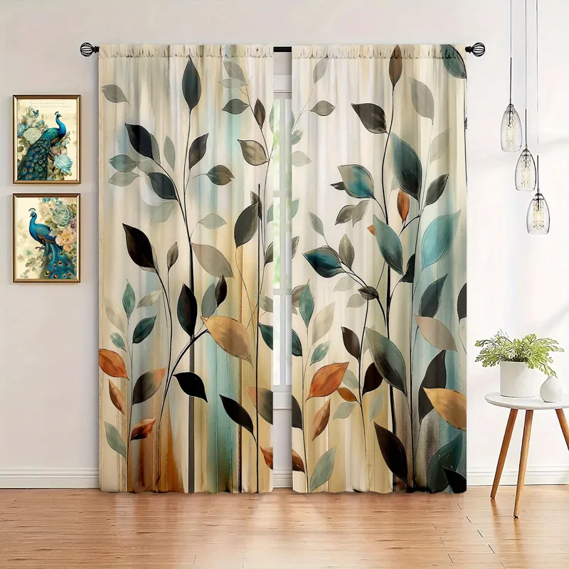 2 panelen abstracte gordijnen  - Home Office Room Inspiration recensie en prijs